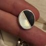 Vintage 925 Sterling Silver Mother of Pearl and Onyx Face Cufflinks with Chain Link Image 7