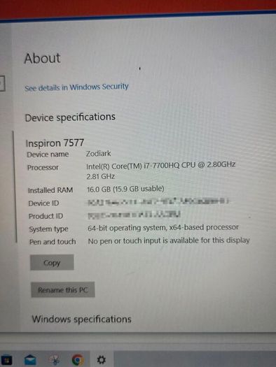 Dell Inspiron 7577 Gaming Laptop i7 GTX 1060 Max-Q 16GB RAM