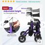 2-in-1 Foldable Rollator Walker with Seat and Pneumatic Tires for All Terrain-Purple Image 7