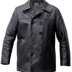 Pea Coat US Navy Leather Jacket Large