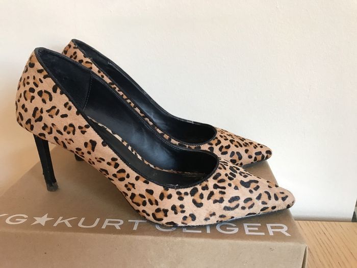 KG by Kurt Geiger Bea Leopard Print Heeled Court Shoes