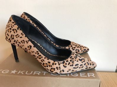 KG by Kurt Geiger Bea Leopard Print Heeled Court Shoes