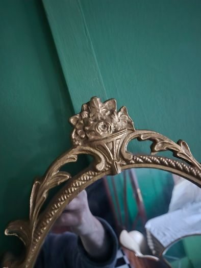 Mirror Vintage painted Gold metal framed oval Mirror