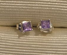 925 Sterling Silver Amethyst Earrings