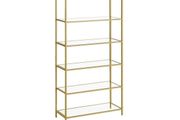 Gold Shelf Tempered Glass Transparent Metallic Gold Bookcase storage