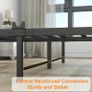 Double Bed Frame Storage Wooden Headboard Metal Platform Grey wood headboard storage shelf. Sturdy metal platform frame, no box spring needed. Quiet strong legs. for master bedroom Image 5