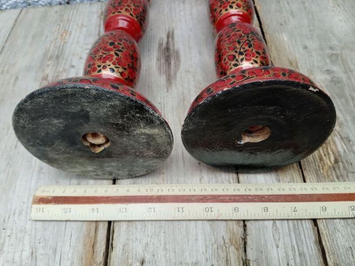 Pair lacquer work candle holders ?