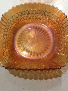 Buy 2 - Get 1 FREE Vintage Antique Carnival - Marigold Orange Square Bowl - 16 cm square
