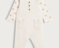 Brand New Baby Bear Bodysuit and Knitted Dungaree Set in White