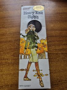Vintage 1960s BHS Heavy Knit Tights Size: Large Chocolate colour with Gusset