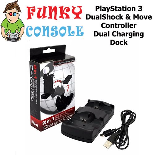 PlayStation 3 Wireless DualShock Move Controller Dual Charging Stand Dock PS3