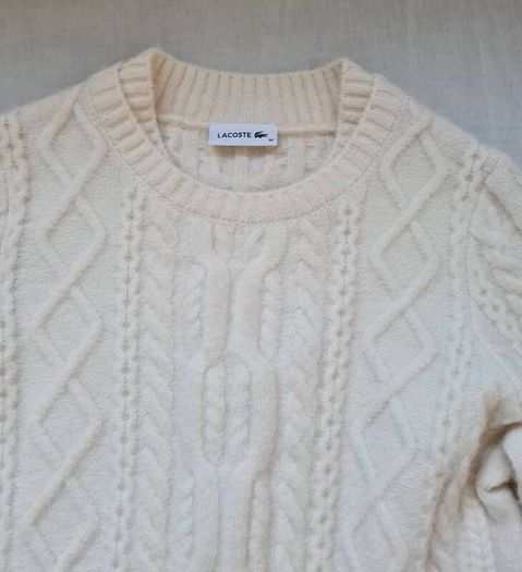 Lacoste alpaca wool Knitted long jumper Size 10 eu 38 cream in new condition