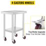 36 x 24 inch Stainless Steel Kitchen Worktable Commercial Work Bench Table with Caster Wheels & Undershelf for Home Restaurant Storage Image 3