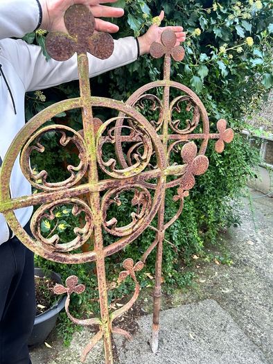 Pair of Victorian Iron Cross Finials Architectural Salvage