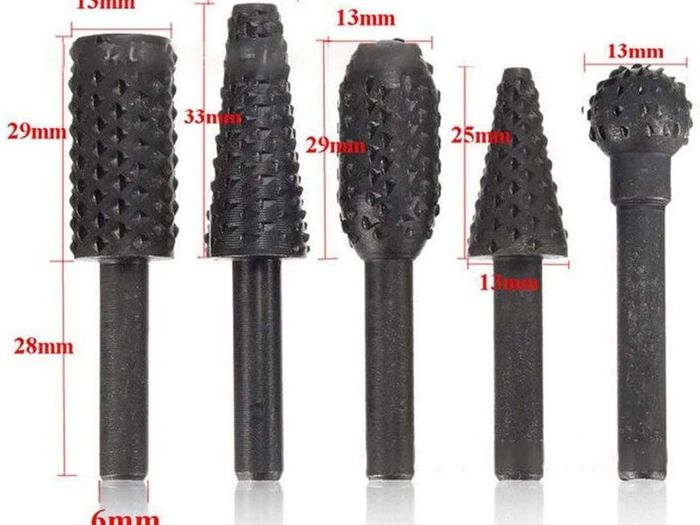 5PCS Woodworking Twist Drill Bits,Rotary Burr Set Carving Tool 6mm(1/4) Shank Electrical Tools Carpentry Cutting Rotating Embossed Grinding Head