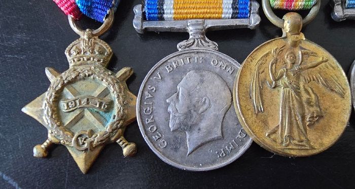 WWI and WWII British Army and Australian Army service medals bar miniature