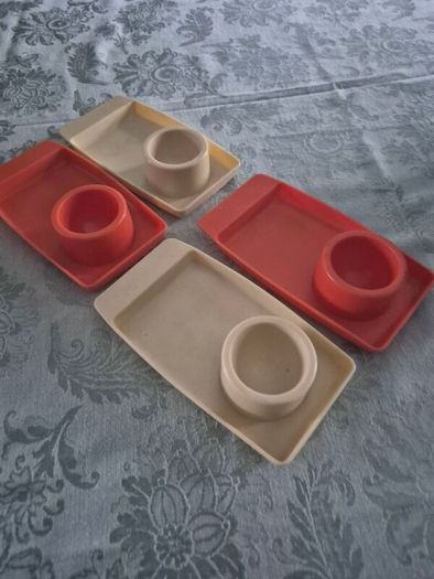 Vintage 1970s Retro Mid Century breakfast boiled egg/toast trays originals