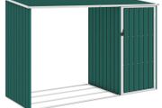 Garden Firewood Shed Green 245x98x159 cm Galvanised Steel