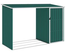 Garden Firewood Shed Green 245x98x159 cm Galvanised Steel