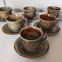 Six Wade Irish Porcelain Cups and Saucers