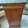 Antique Louis Phillippe style bedside table grey white veined marble top Image 4