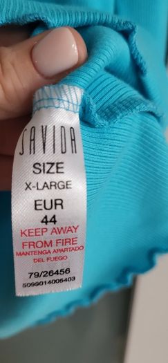 SAVIDA blue pearl neck top Sz XL (Fit 14-16UK)