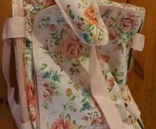 pink rose crocheting bag