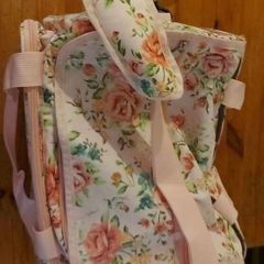 pink rose crocheting bag