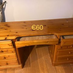 Solid pine dressing table or office/school desk + mirror.