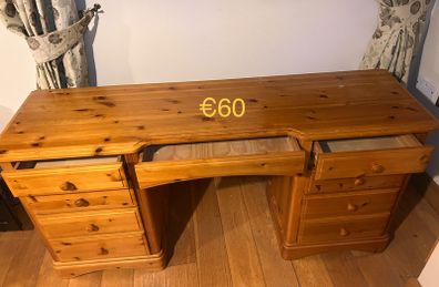 Solid pine dressing table or office/school desk + mirror.