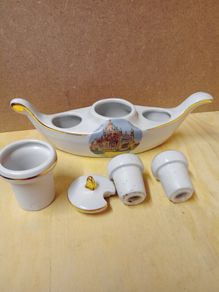 Vintage French Boat-Shaped Condiment Set
