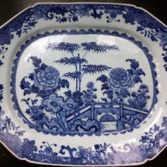 Chinese export blue and white platter.