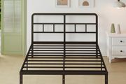 Small Double Bed Frame 4ft with Curved Headboard, 3/4 Bed Metal with Steel Slats, 36 cm High