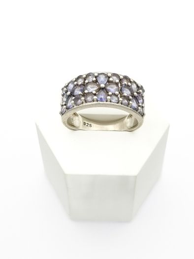Vintage 925 Silver Amethyst Cluster Ring