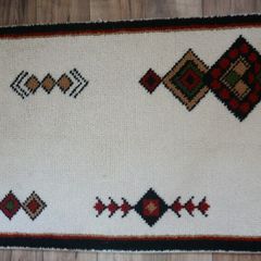 Scandinavian Handmade Thick Wool Rug with geometric pattern 48" X 31"