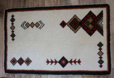 Scandinavian Handmade Thick Wool Rug with geometric pattern 48" X 31"