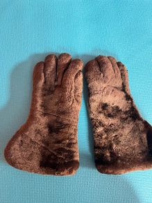 vintage brown beaver and leather gloves