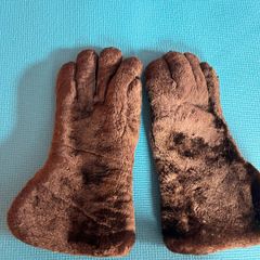 vintage brown beaver and leather gloves