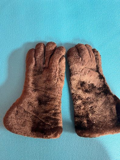 vintage brown beaver and leather gloves