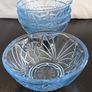 Vintage Blue Pressed Glass Floral Dessert Bowls Set of 4 Retro Glassware Image 6
