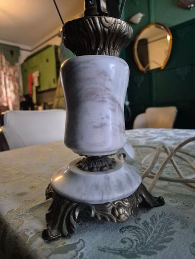 Mid Century Vintage Retro Marble gold ornate metal lamp base
