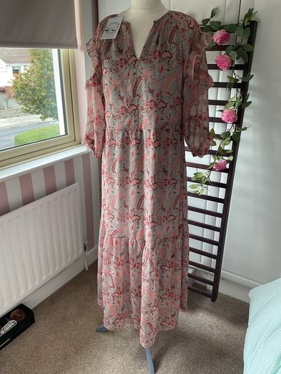 dress Bnwt indie + moi grey pattern long boho style dress T1
