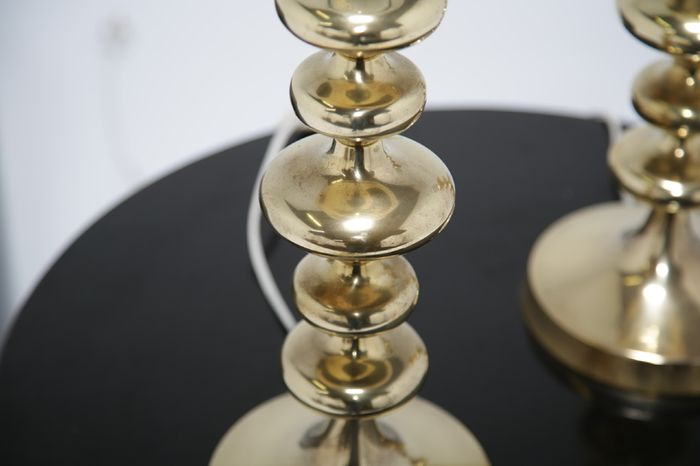 Vintage Pair of Swedish Brass Table Lamps, 1960s.