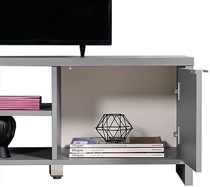TV Stand with Cabinet Storage and Open Shelves for 55, 65 Inch Media Storage Gaming Media Console Living Room Entertainment Center Wooden Television Cabinet - Grey