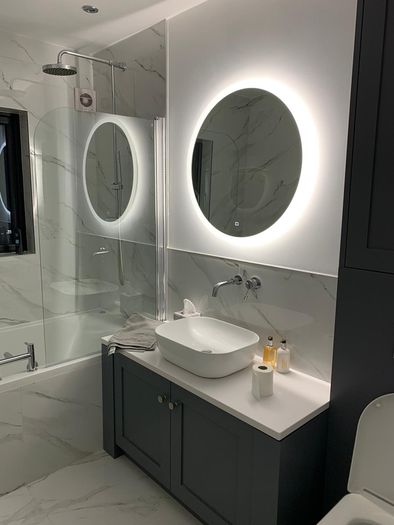 Vanity unit with white stone top