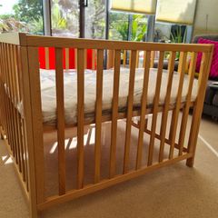 BabyDan Felix Natural Playpen, wood, height-adjustable