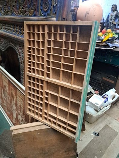 Vintage Wooden Printers Tray