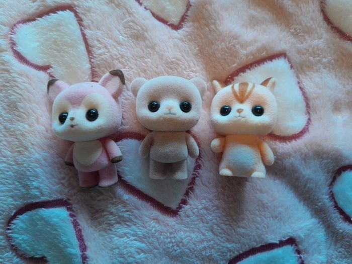 Small little furry animal toys x3