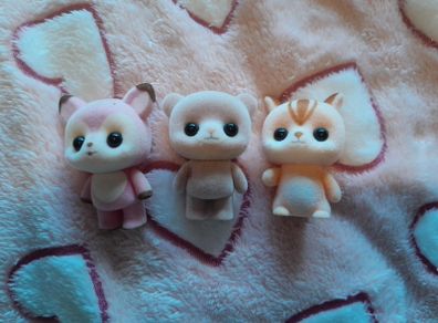 Small little furry animal toys x3
