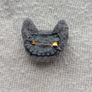 Handmade Wool Cat Brooch "Sleepy Grey Cat" Image 3